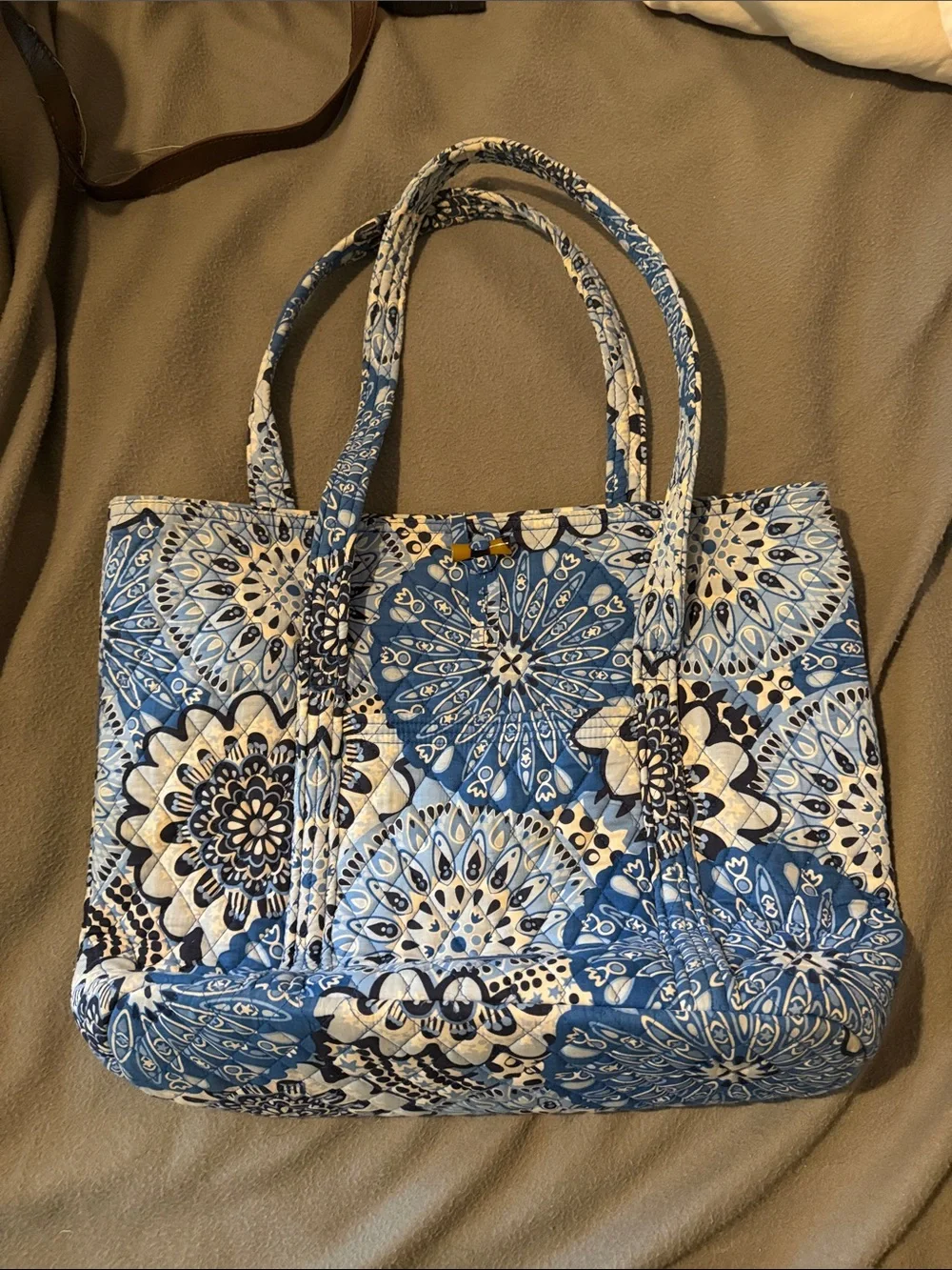 Vera Bradley Blue and White Quilted Floral Medallion Tote
